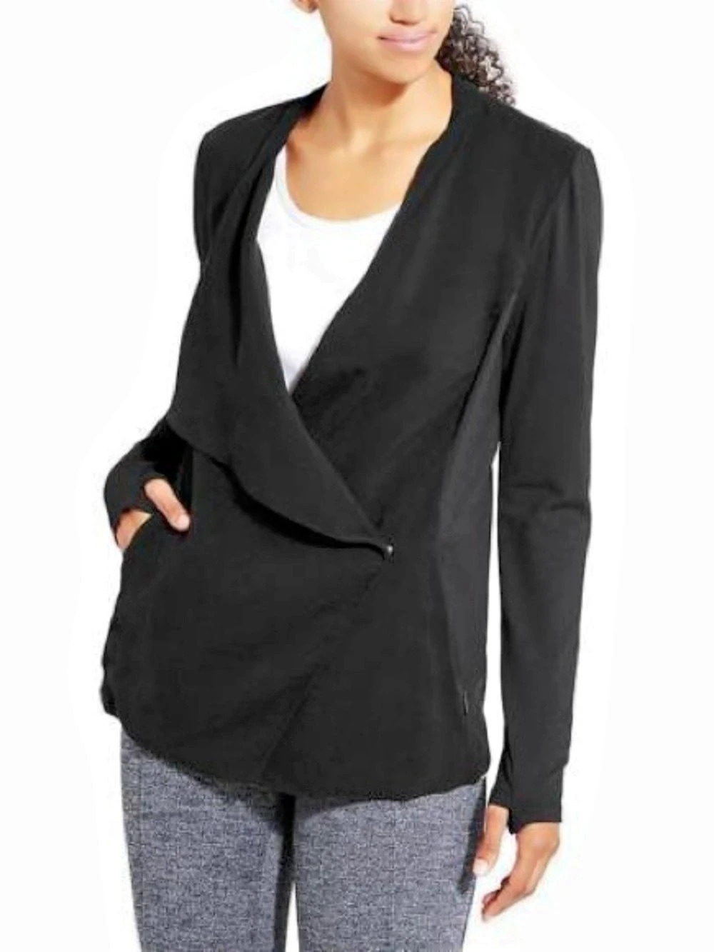 Athleta Wrap Blazer Women's Black Wrap-Front Blazer